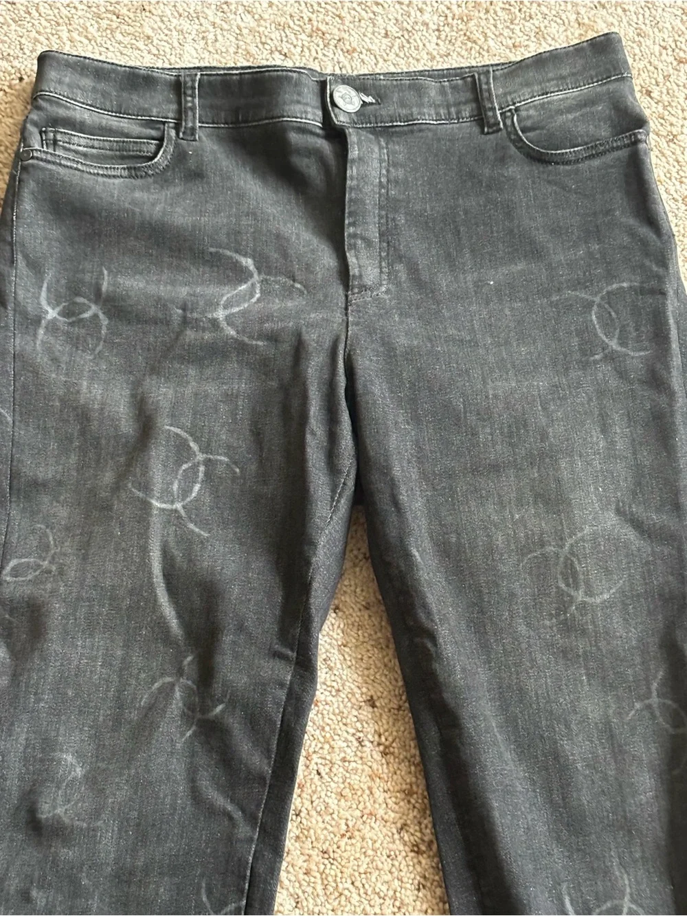 CHANEL Black Skinny Jeans with Subtle CC Motif